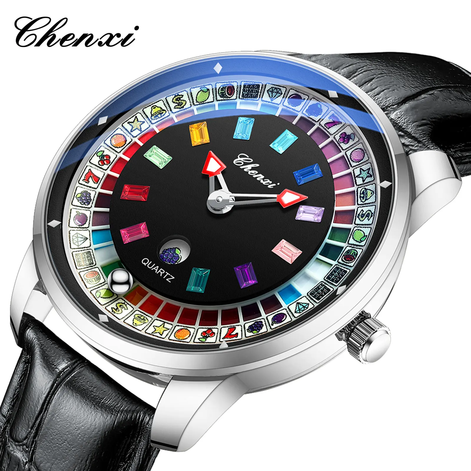 CHENXI 6362 Fashion Quartz Watches for Man Creative Rotating Dial Luminous 30M Waterproof Casual Men Wristwatch Reloj Hombre