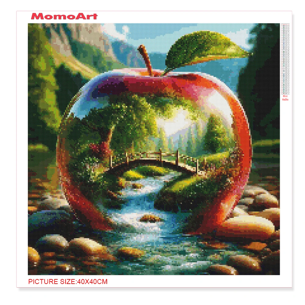 MomoArt Sunset Diamond Embroidery Apple New Arrival Seaside Castle Painting Abstract Landscape Handmade Hobby