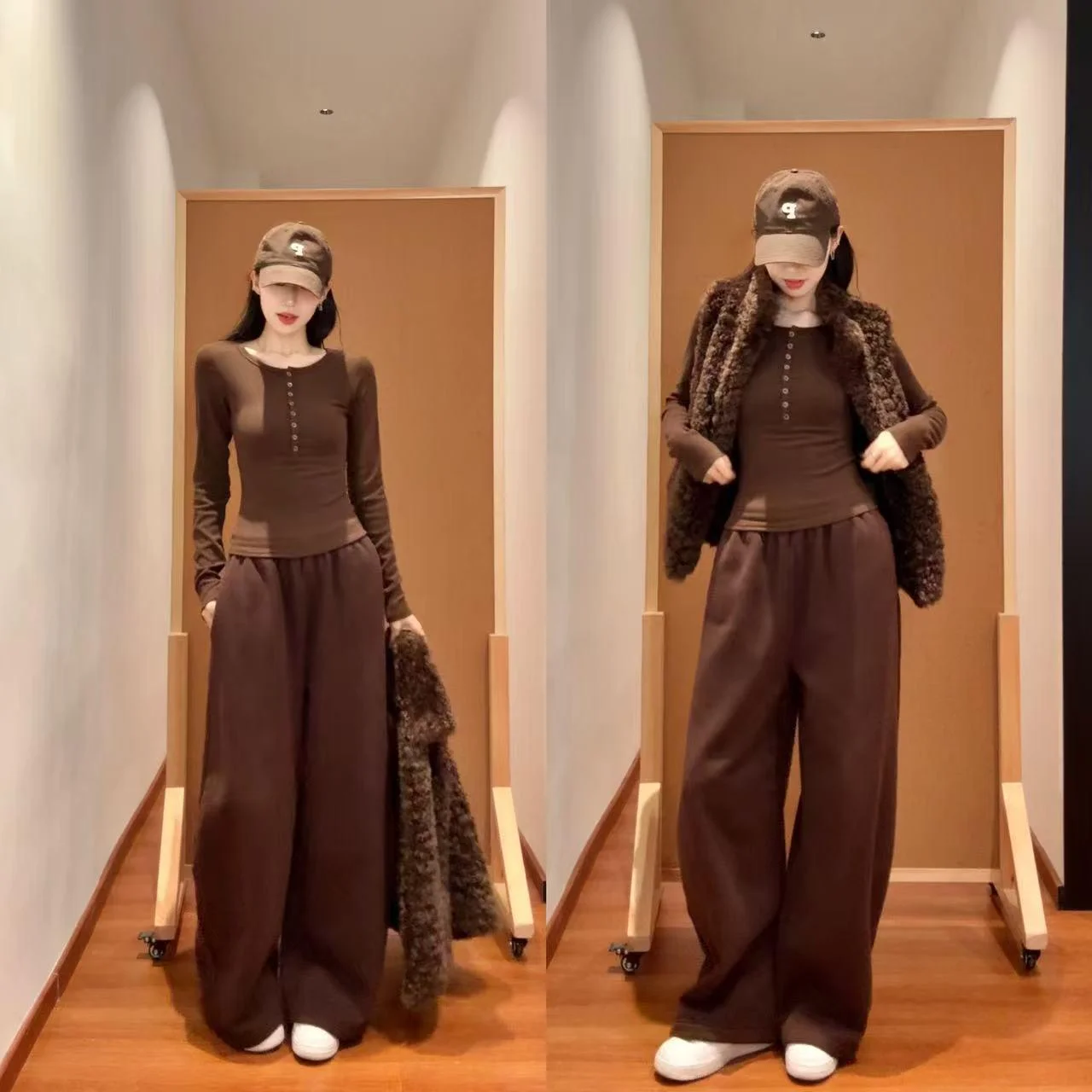 

Теплые повседневные спортивные брюки с флисовой подкладкой в американском стиле для женщин: модные асимметричные прямые брюки с высокой талией