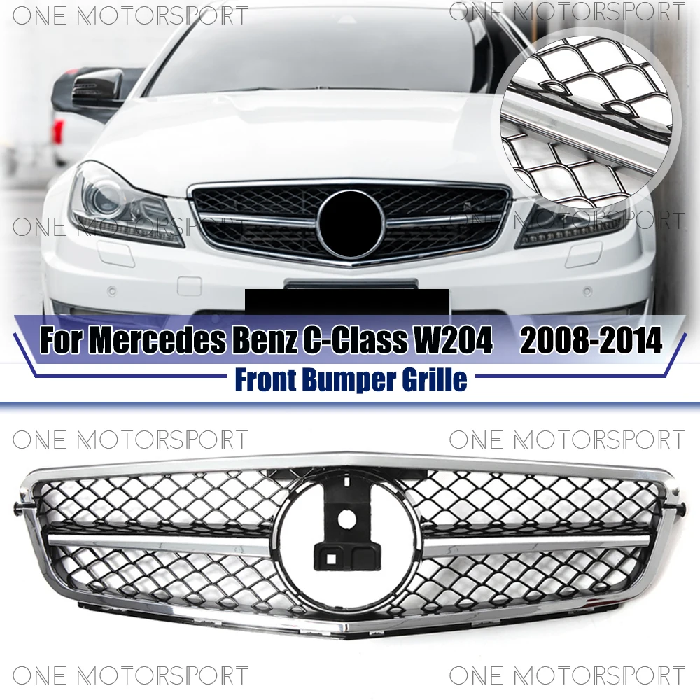 

Для Mercedes Benz C-Class W204 2008-2014 C180 C200 C230 C250 C280 C300 C350 Хромированная черная гоночная решетка в стиле AMG, решетка бампера
