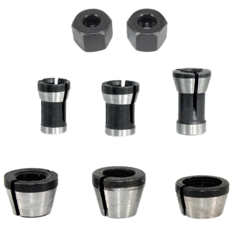 Router Collet Set com Chuck Heads, Adaptador para Brocas, Gravura, Corte, Máquina de Escultura, Roteador Elétrico, Fresa, 8 Pcs