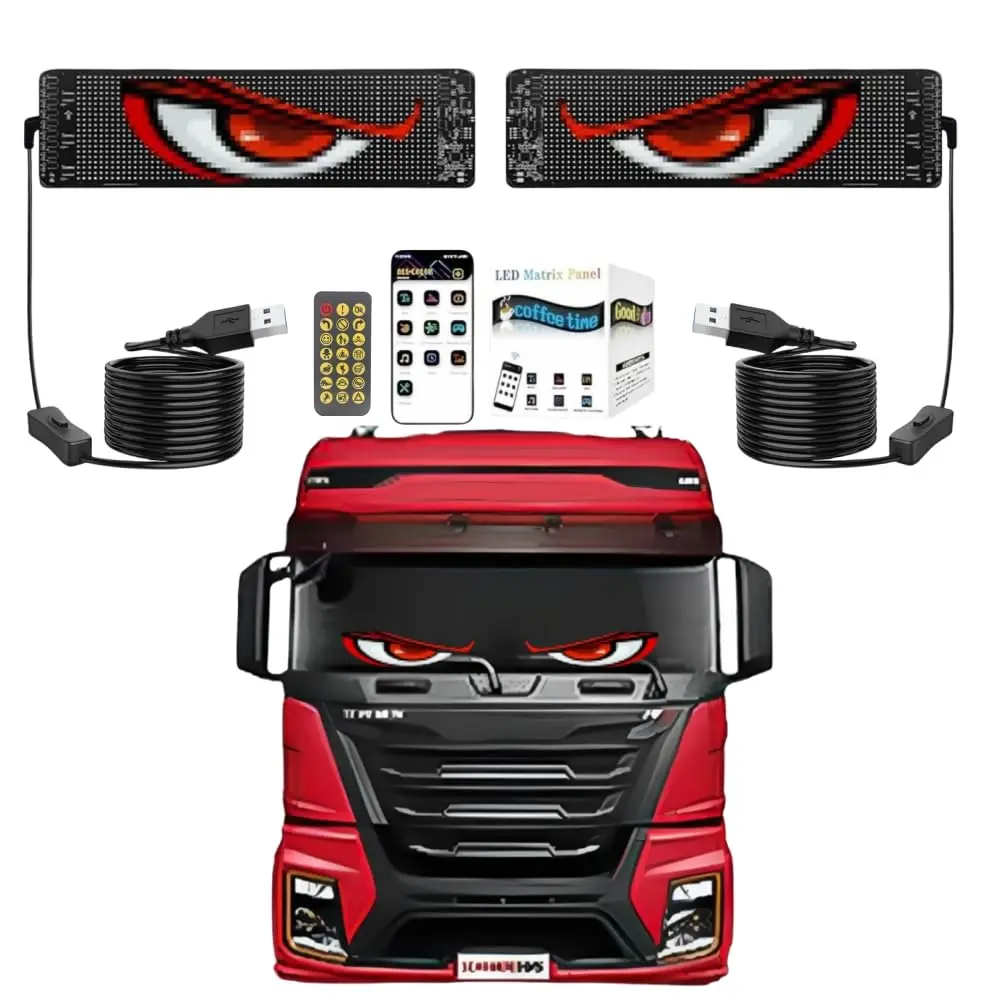 2PCS Devil Eyes Light for Car Window Flexible LED Display Screen Panel Demon Dynamic Big Eye Lights for Windshield