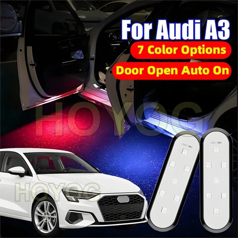 Fit for Audi A3 2020-2026 Car Door Warning Light with a Magnetic Sensor and a USB Rechargeable Battery