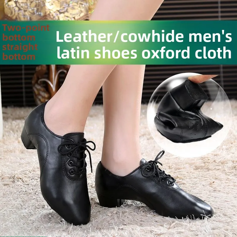 

Men's Cowhide-soled Latin Dance Shoes, Children's Black Soft-soled Exercise Shoe