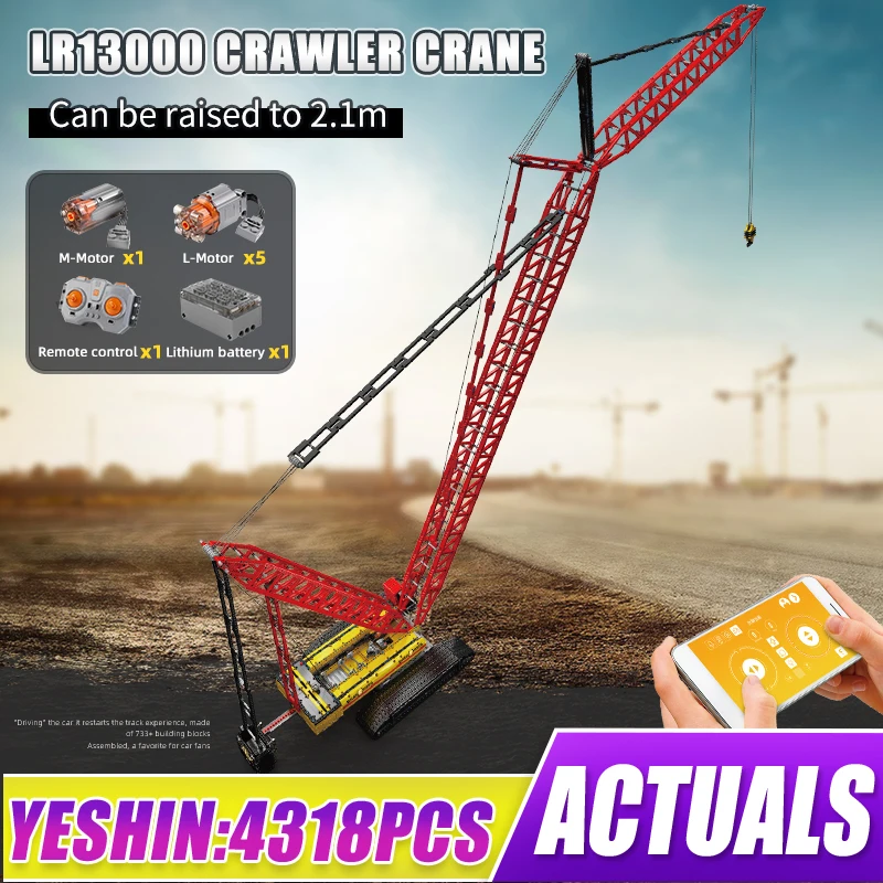 

MOULD KING 17015 Technical Crawler Crane LR13000 Car Building Blocks APP Controlled Tower Crane Moter Power Bricks Toy for Adult