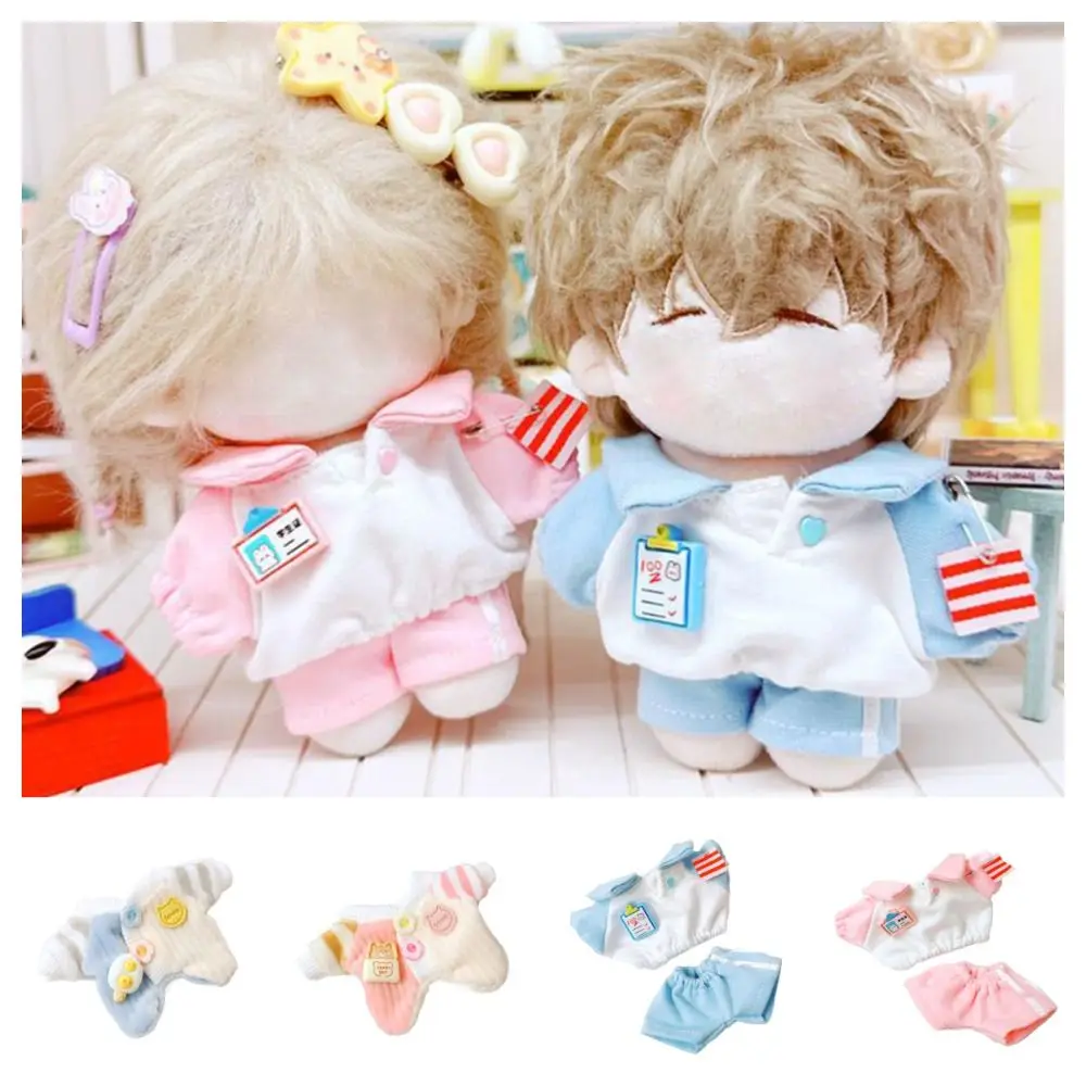 10cm Doll Clothes Gift Playing House Blue Pink T-shirt Pants Set Photo Prop Cosplay Doll Crawling Suit Cotton Stuffed Doll