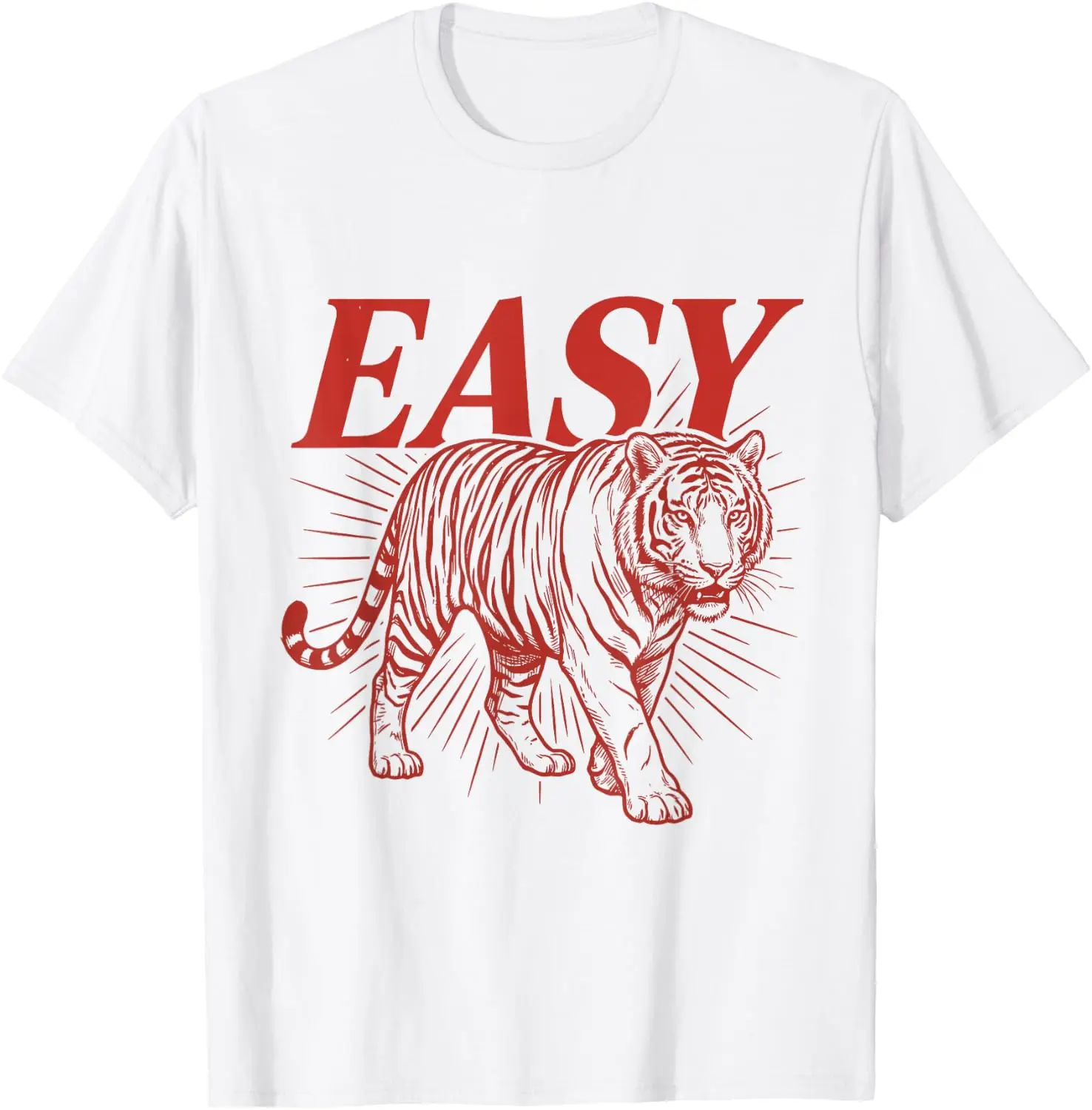 Easy Tiger Walking Vintage Distressed Graphic T-Shirt Men Retro Vintage Slogan Printed T‑Shirt, Crew Neck Short Sleeve Distressed Graphic Tee Casual Daily Top for Men Holiday Gift