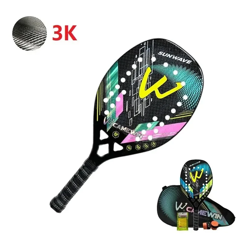 

3K Camewin Beach Tennis Racket Full Carbon Fiber Rough Surface Outdoor Sports Racket For Men Women Adult Senior Player