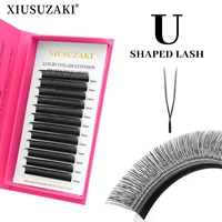Extensiones de pestañas XIUSUZAKI con forma de U, flores paralelas, negro mate, puntas dobles naturales, pestañas 2D YY, pestañas prefabricadas, pestañas de volumen