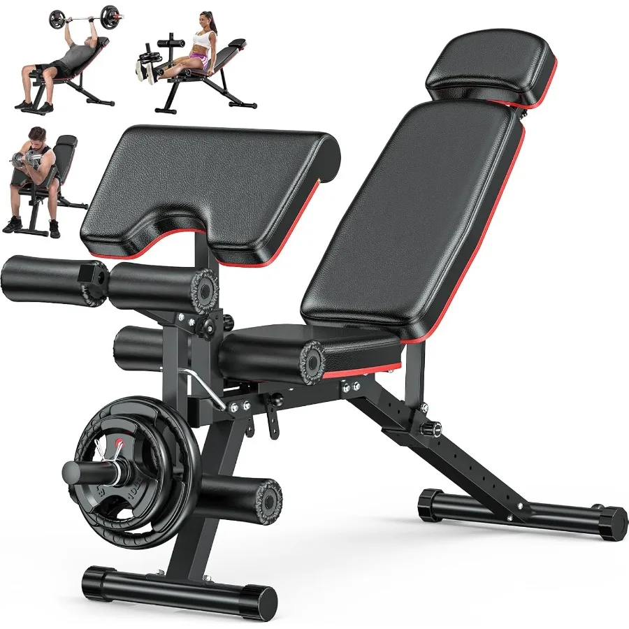 

Скамья для тренировок, регулируемая скамья с удлинителем ног и удлиненным подголовником для ног, 900 фунтов, скамья для сгибания для предотвращения наклона