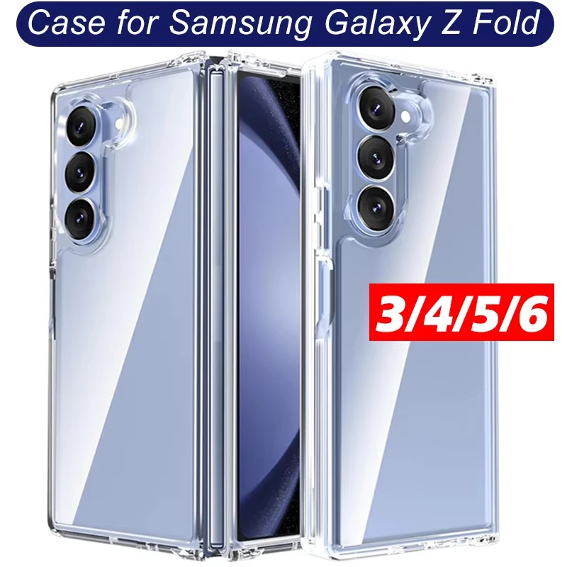 Transparente Handyhülle für Samsung Galaxy Z Fold 2/3/4/5/6, harte PC-Schutzhülle für Z Fold6 Fold5, stoßfeste Schalentasche