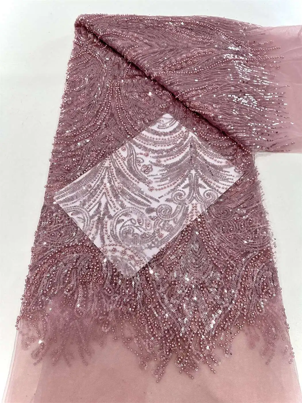 

African Nigerian Groom Sequins Beads Lace Fabric 2025 Sky Blue High Quality French Tulle Lace Fabric For Bridal Dress Sewing