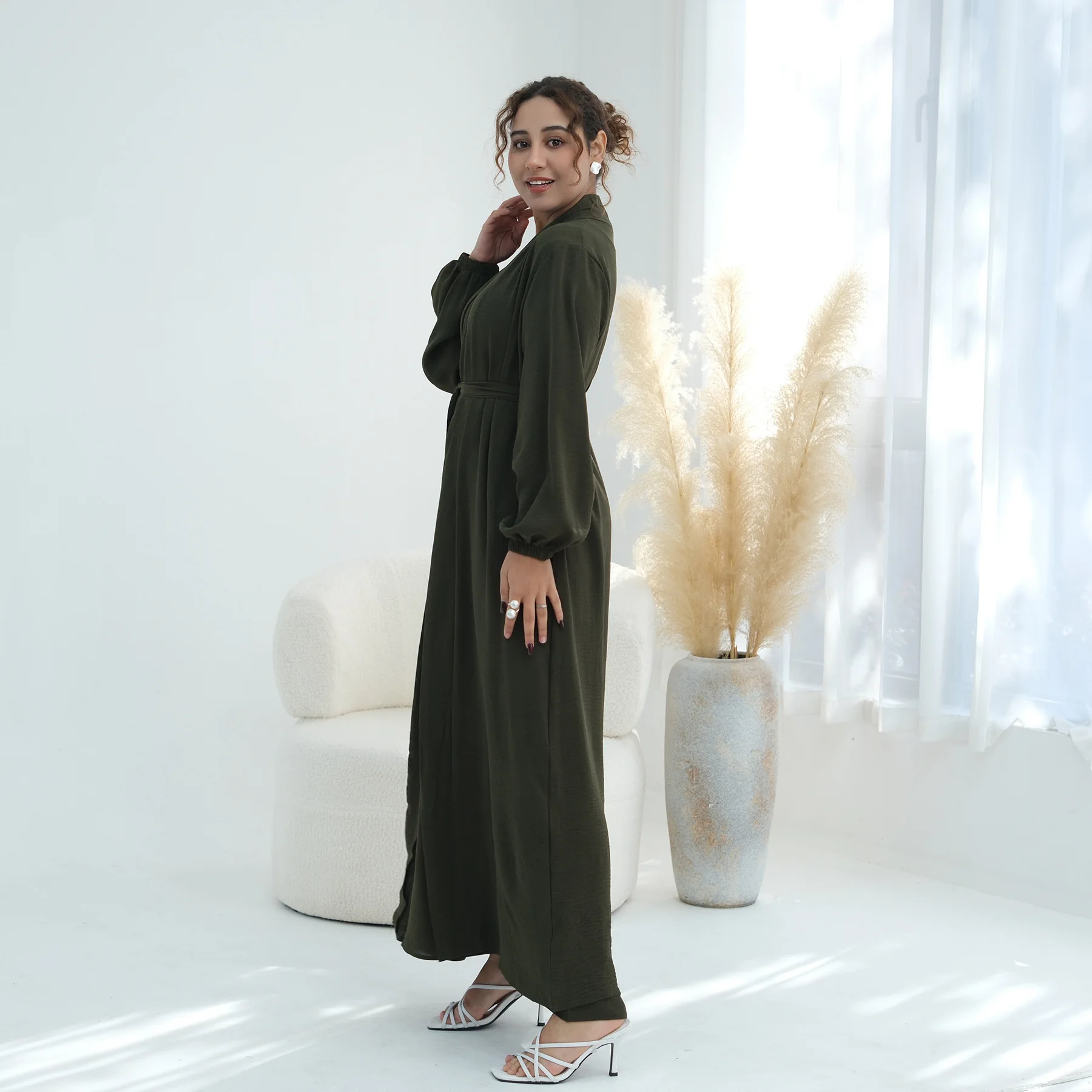 

Eid Djellaba Abaya Set Open Abaya Inner Long Dress Islamic Clothing Muslim Women Dresses Turkish Kaftan Ramadan Musulmane Outfit