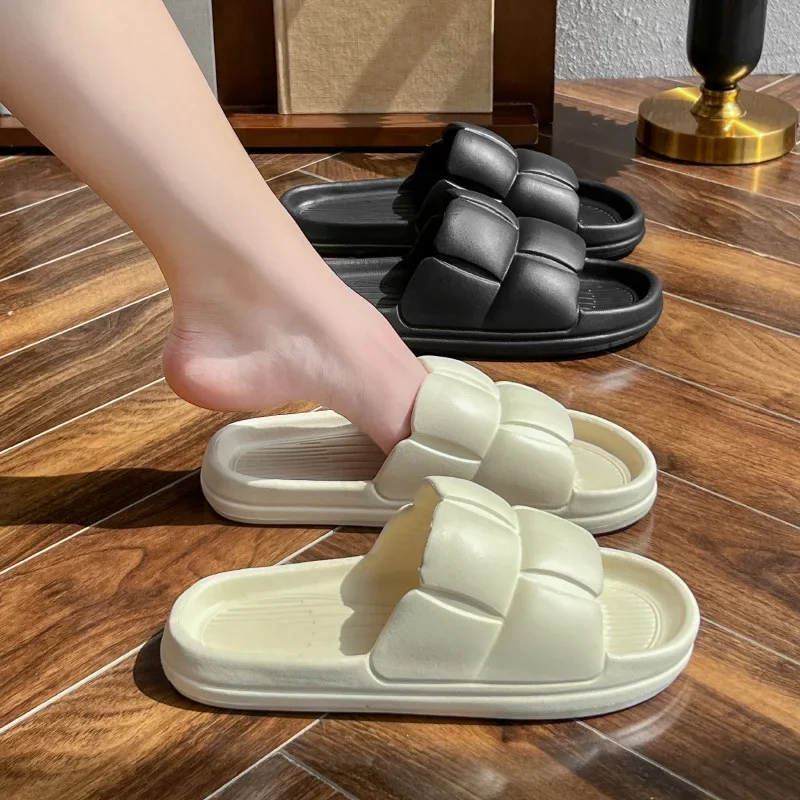 Zapatillas de suela blanda con nube para mujer, sandalias de plataforma gruesa para interiores y exteriores, chanclas antideslizantes de EVA, sandalias bonitas de verano