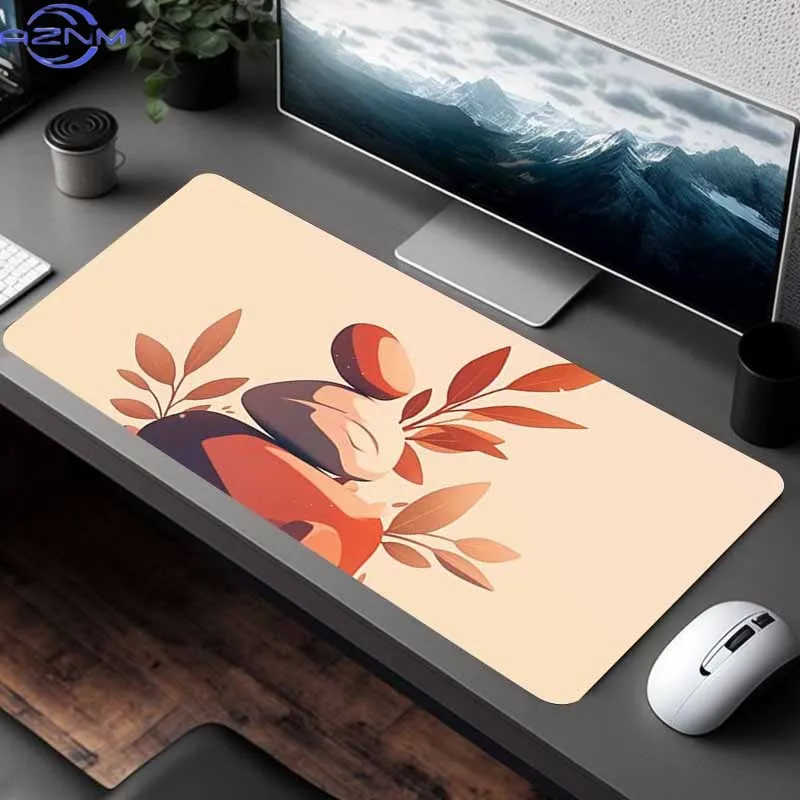 1pc Cute Bird & Snowflake Design Washable Non-Slip Rubber Mouse Pad - Premium Desk Mat for Office & Gaming, Beige with Orange &