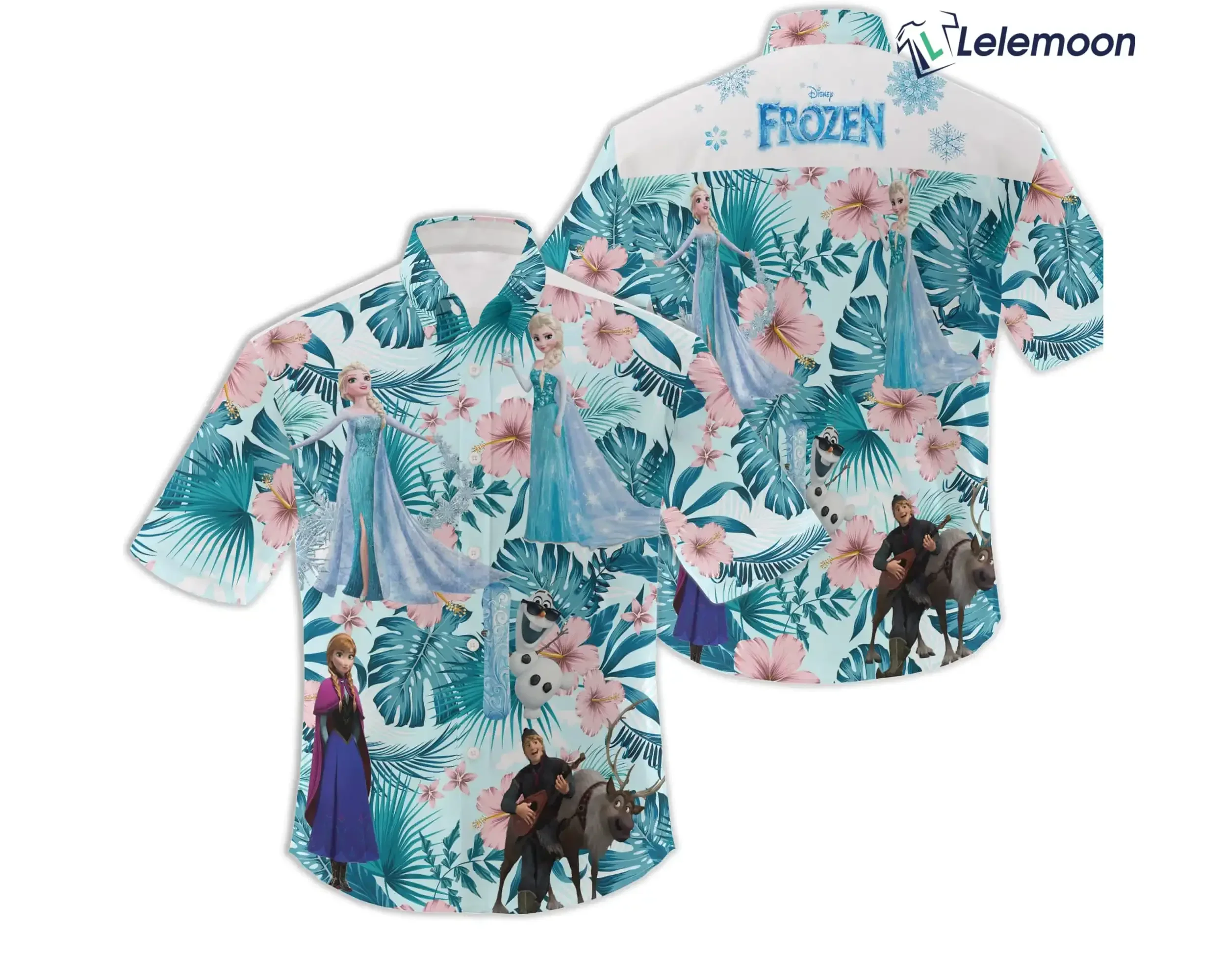 2024 Elsa Frozen Floral Hawaiian Shirt Men Women Short Sleeve Shirt Disney Princess Elsa Hawaiian Shirt Summer Beach Shirt