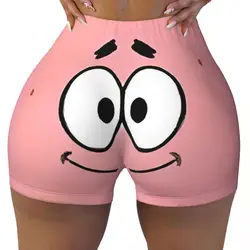 SpongeBobed Anime Women Workout Shorts Seamless Scrunch Butt Lifting High Waisted Patrick Star Gym Fitness Cycling Short Pants