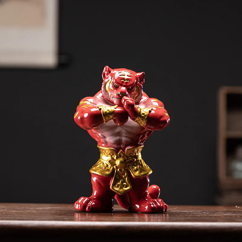 Creative Tiger Zisha Tea Pet Display Piece Personalized Animal Year of the Tiger Good Luck Charm Tea Table Decorations Tea Ce...