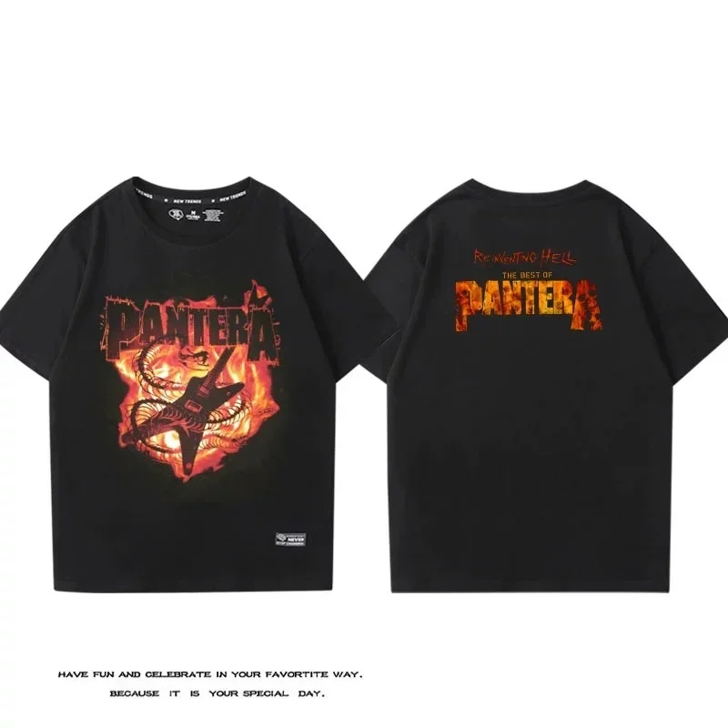 PANTERA Pandora Band Short Sleeved T-shirt Men's Women's Cotton Loose Hard Core Heavy Metal Rock Band Surrounding Half Sleeves