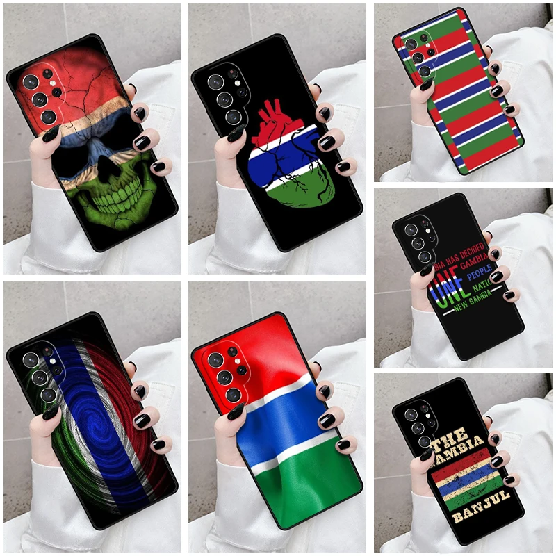 Phone Case For Samsung Galaxy S24 S23 S21fe S22 Ultra Plus Note 10 20 S8 S9 S10 Cover Gambia Flag