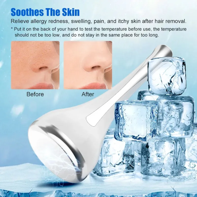 Rodillo masajeador de hielo Facial, martillo de hielo, bolsas para los ojos, alivia el rojeces, alergia, quemaduras solares, reduce los poros, martillo frío, dispositivo para el cuidado de la belleza Facial