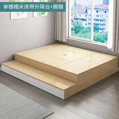 Tatami bed with lift platform, multifunctional storage bed, platform stepping rice bed