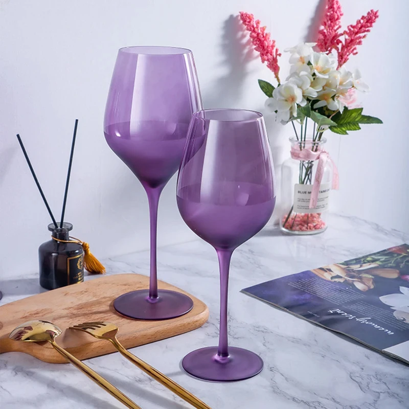 Purple Burgundy Lead-Free Crystal Glass Champagne Wine Glasses Set Home Big Belly Goblet Bordeaux Light Luxury Charm Whiskey Cup