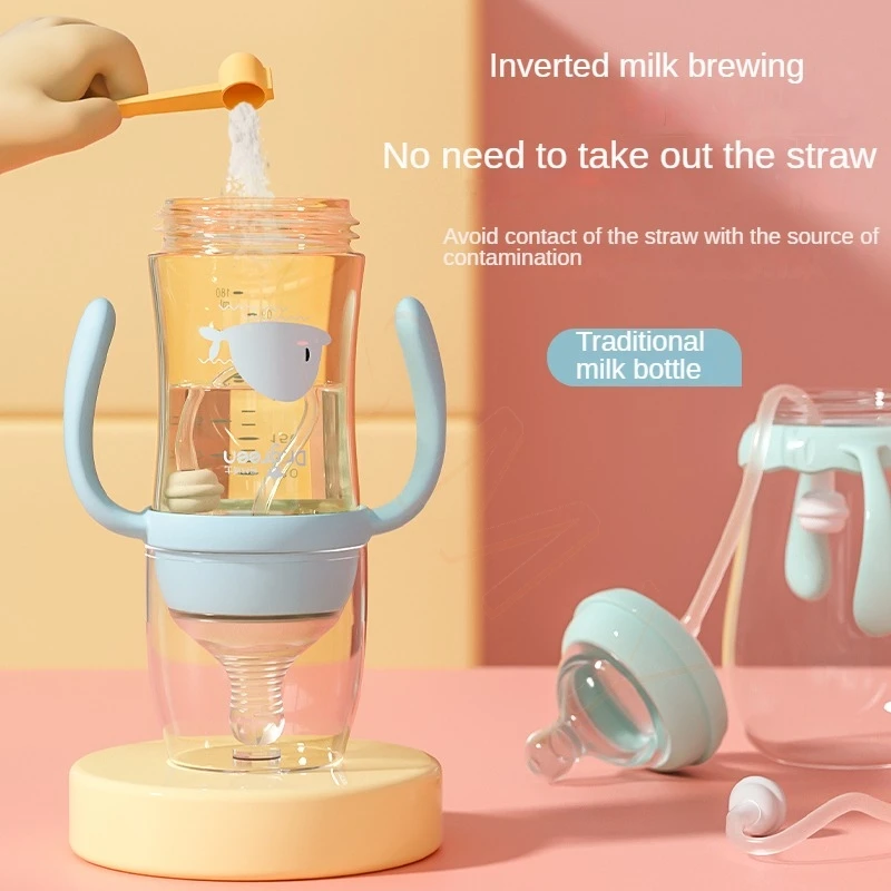 Dr.Green Wide Mouth Newborn baby bottles PPSU Washable Bottles Forward and reverse bi-directional scale inverted milk brewing