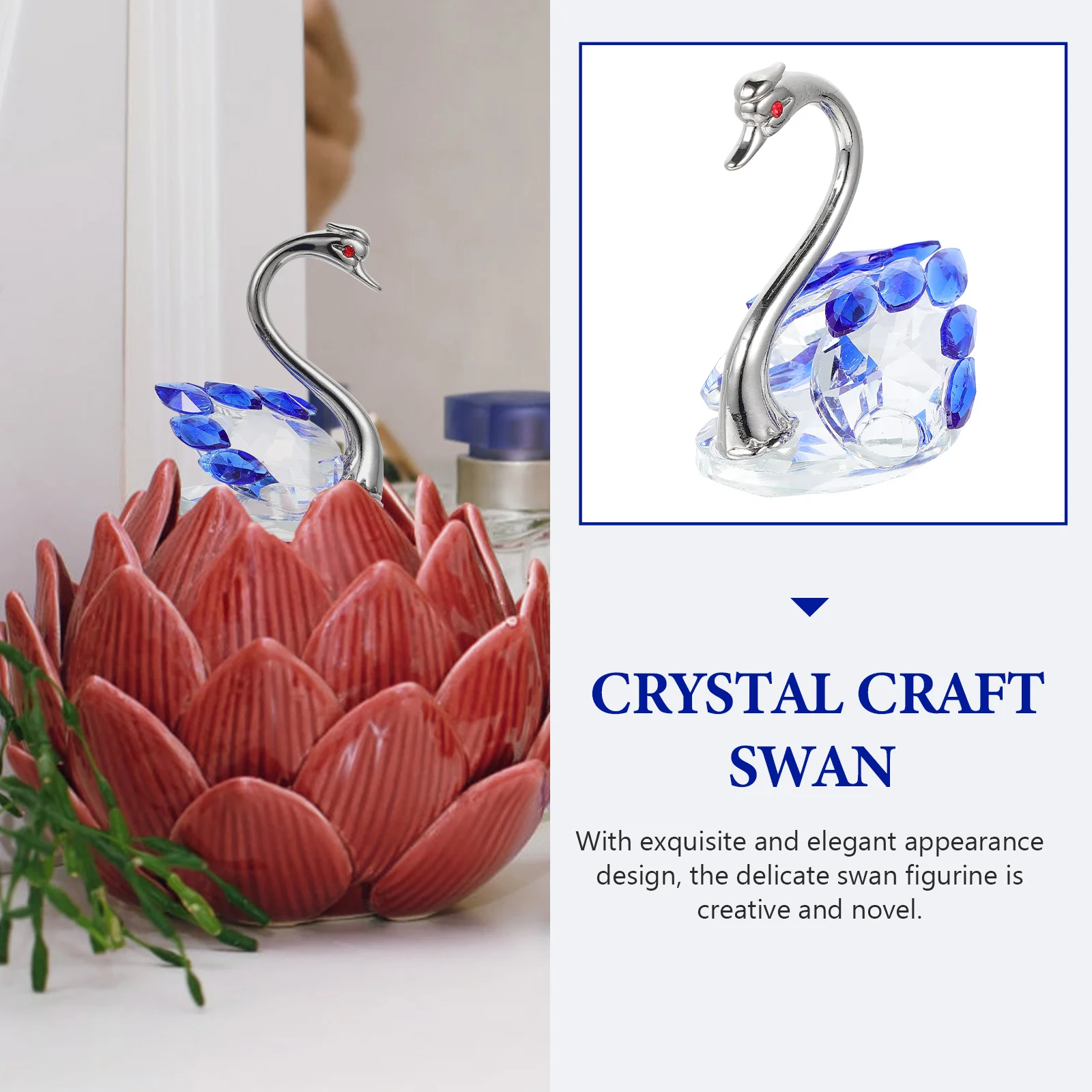 

Sparkle Crystal Swan Ornament Exquisite Home Office Decor Creative Gift Wedding Party Centerpiece Swan Figurine
