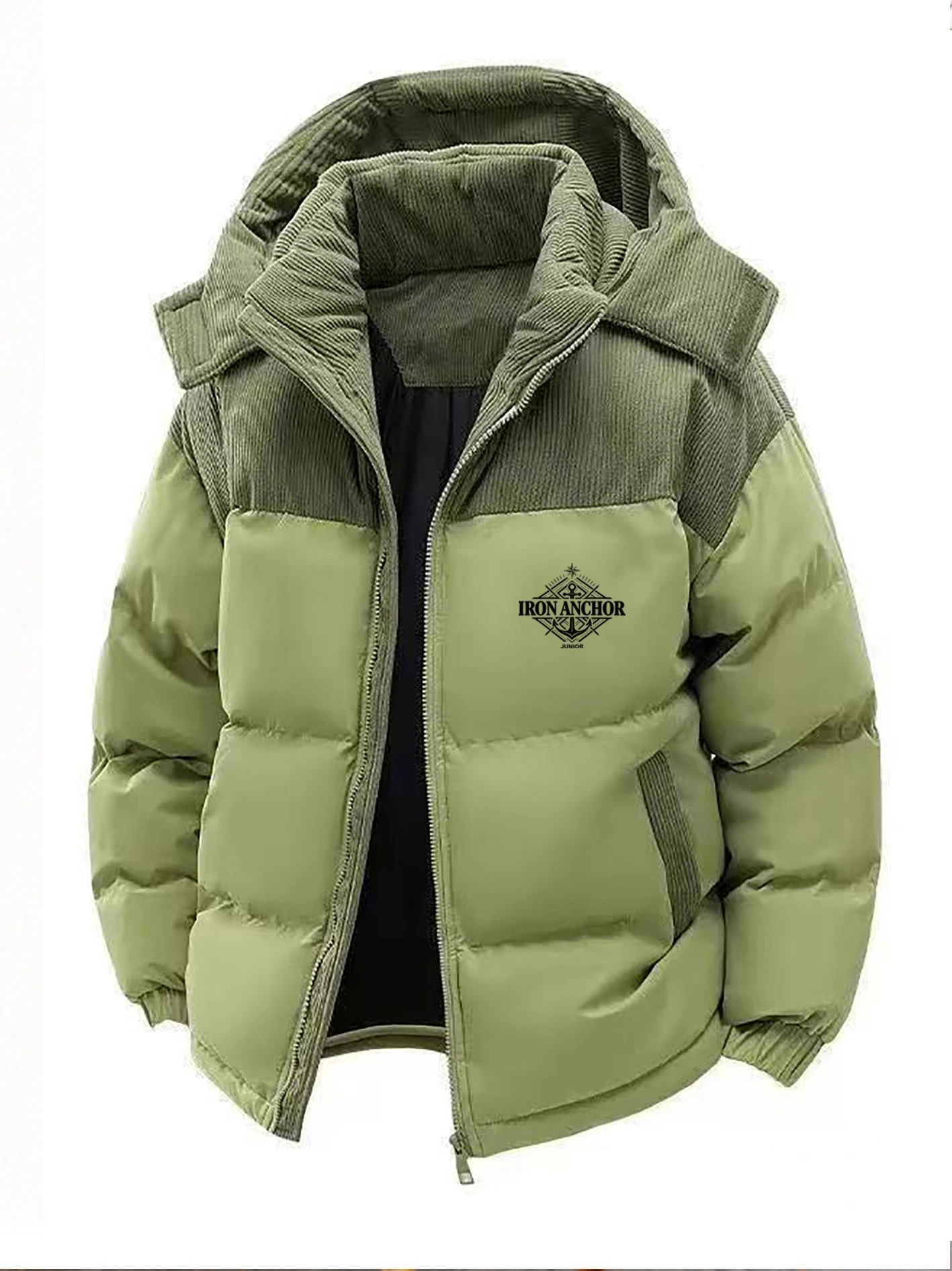Men's Hooded Cotton Jacket, Heat-Retaining and Cold-Resistant, Windproof with Hood, Suitable for Daily Commuting