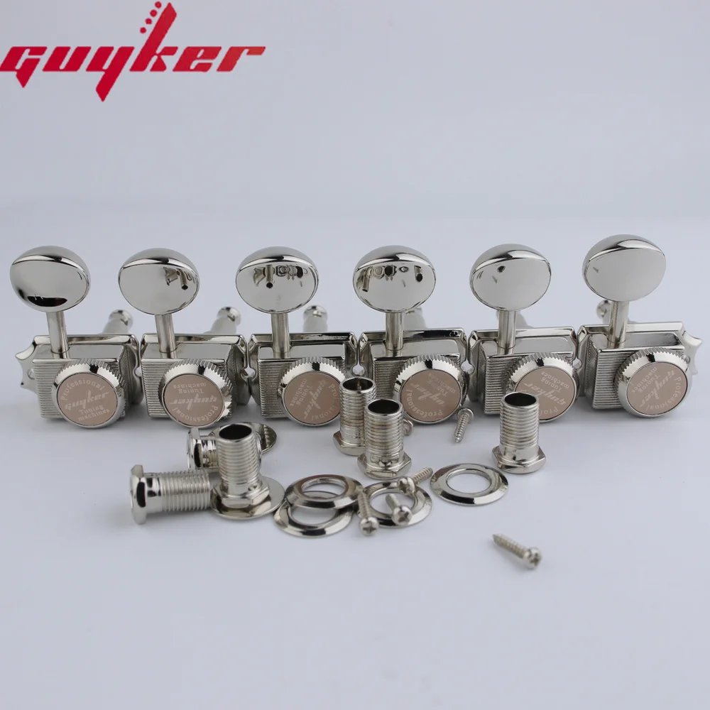 Vintage Chrome/Nickel Lock String Tuners Nut Style Electric Guitar Machine Heads For ST TL Guitar Tuning Pegs Gear ratio 1:15