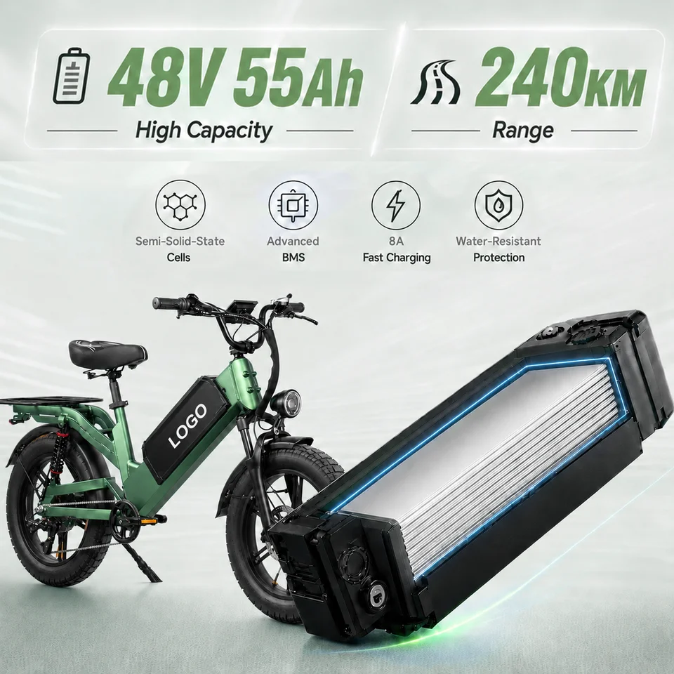 Custom D55 Electric Bike 20inch Fat Tire 48V 250W-1000W Aluminum Frame 7-Speed Full Suspension Disc Brake E-Bike image 6