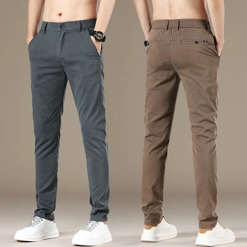 

New 2026 Summer Lyocell Fabric Mens Casual Pants Hight Quality Fashion Slim Business Trousers Brand Elastic Soft Cargo Pants