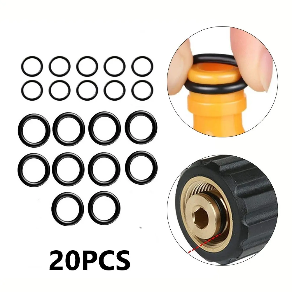 20PCS O Ring 1/4 M22 3/8 Rubber O Ring For High Pressure Washer Hose Connector Tool 1/4 (10 Pieces)  And 3/8 (10 Pieces)