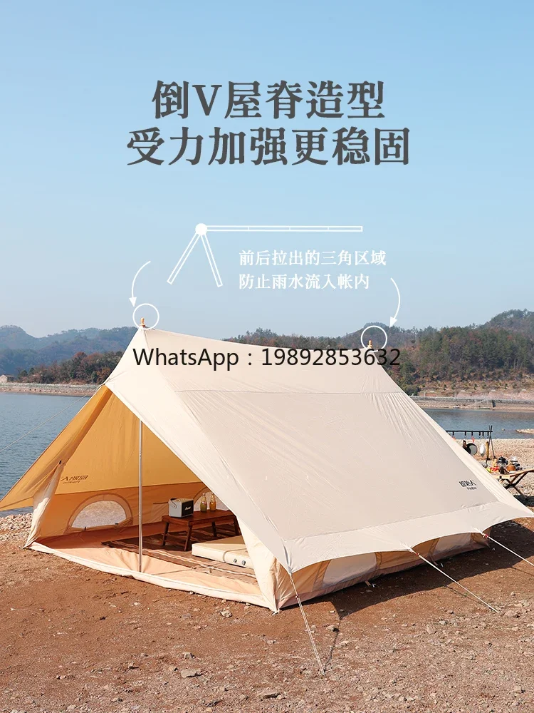 LYY House-Shaped Luxury Outdoor Tent Rainproof Deluxe Villa Camping Tent Thickened Cotton Fabric Large Camping Tent