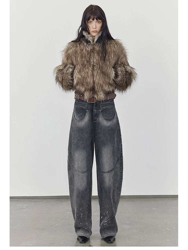 Mauroicardi Spring Winter Cool Short Warm Thick Hairy Shaggy Patchwork Faux Fox Fur Coat Jacket Women Luxury Designer Clothes