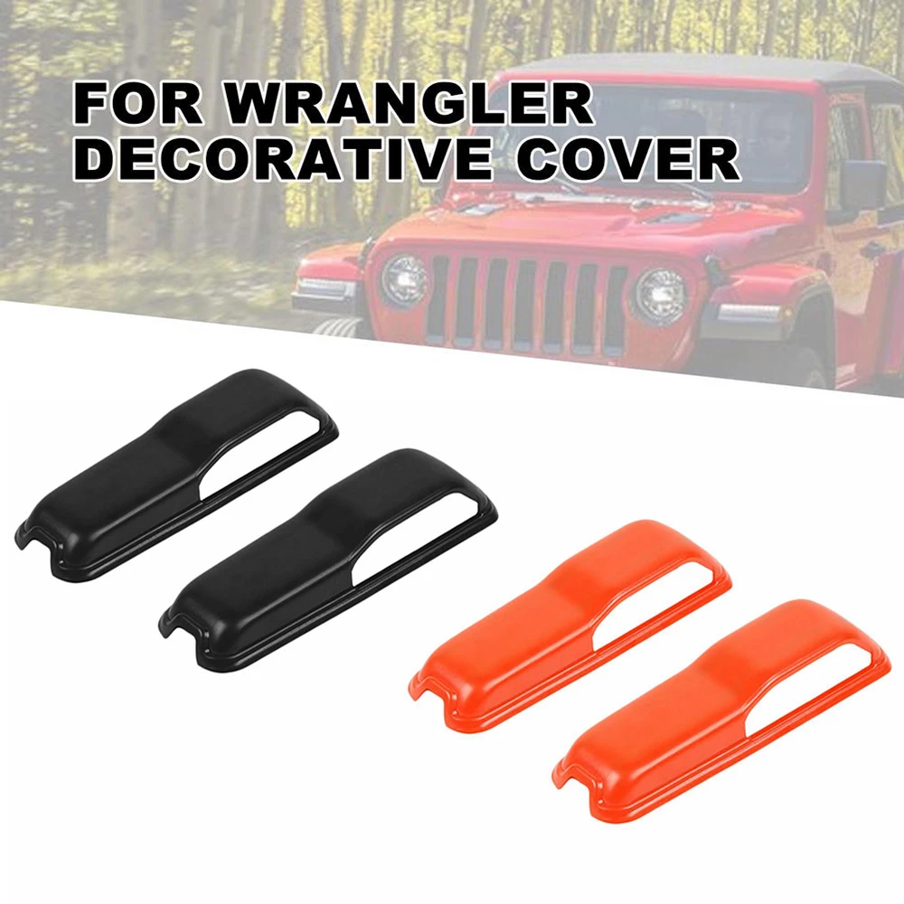 2pcs Orange/Black Car Engine Hood Hinge Covers For 2018-2021 Jeep Wrangler JL JLU & 2020 2021 Gladiator JT 2-Door and 4-Door