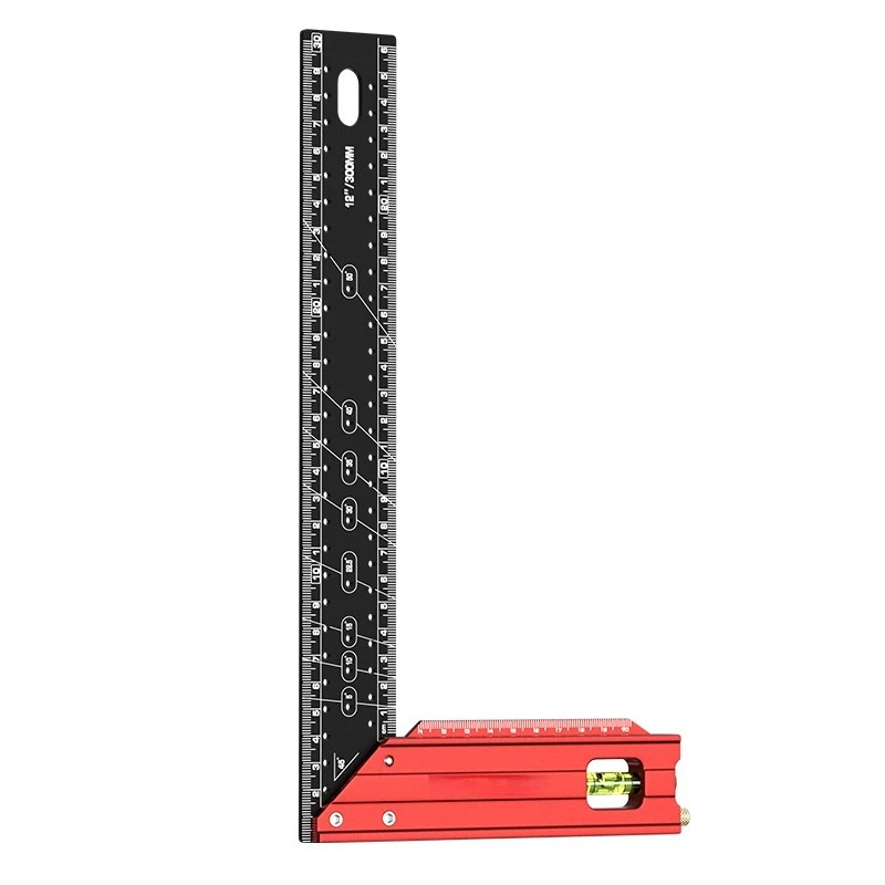 Professional Thickened Aluminum Alloy Angle Ruler, Multi-Function Marking Positioning Ruler with Double Sided Laser Scale