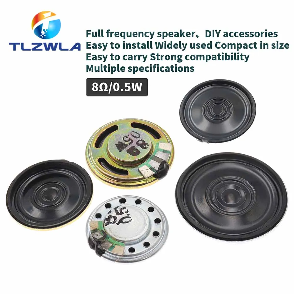 10PCS 8R 0.5W Horn Loud Speaker Buzzer Ringer 20mm 23mm 28mm 30mm 40mm 50mm 8 ohm 0.5W Small loudspeaker