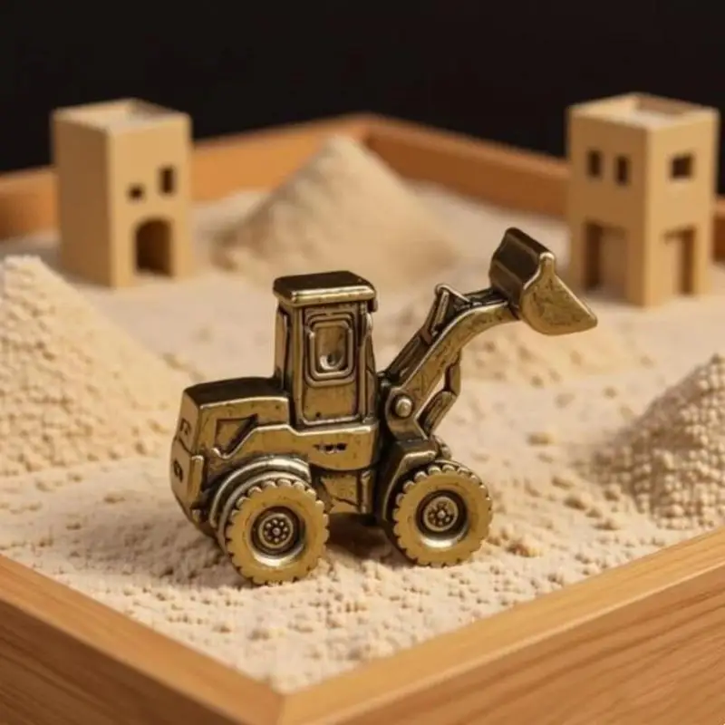 Brass Tank Bulldozer Statue Architectural Model Ornament Home Office Decor Fairy Garden Miniatures Fish Tank Decoration