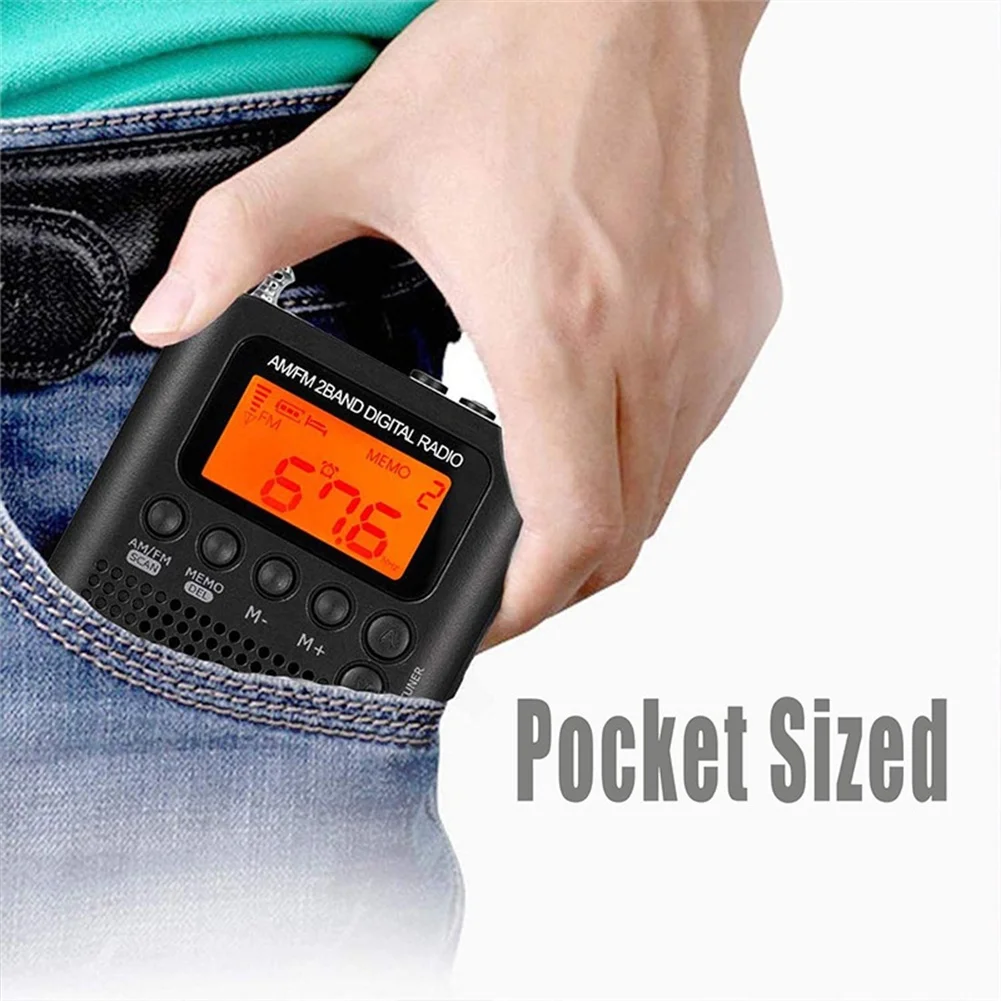 Hrd-104 Mini Pocket Stereo Am Fm Radio LCD Digital Radio-frequency Display Rechargeable Mini Stereo Radio With Driver Speaker