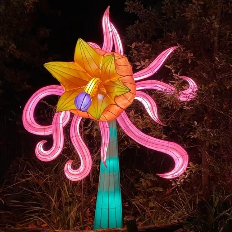 Colorful Lotus & Peony Flower Lanterns for Cultural Tourism Projects