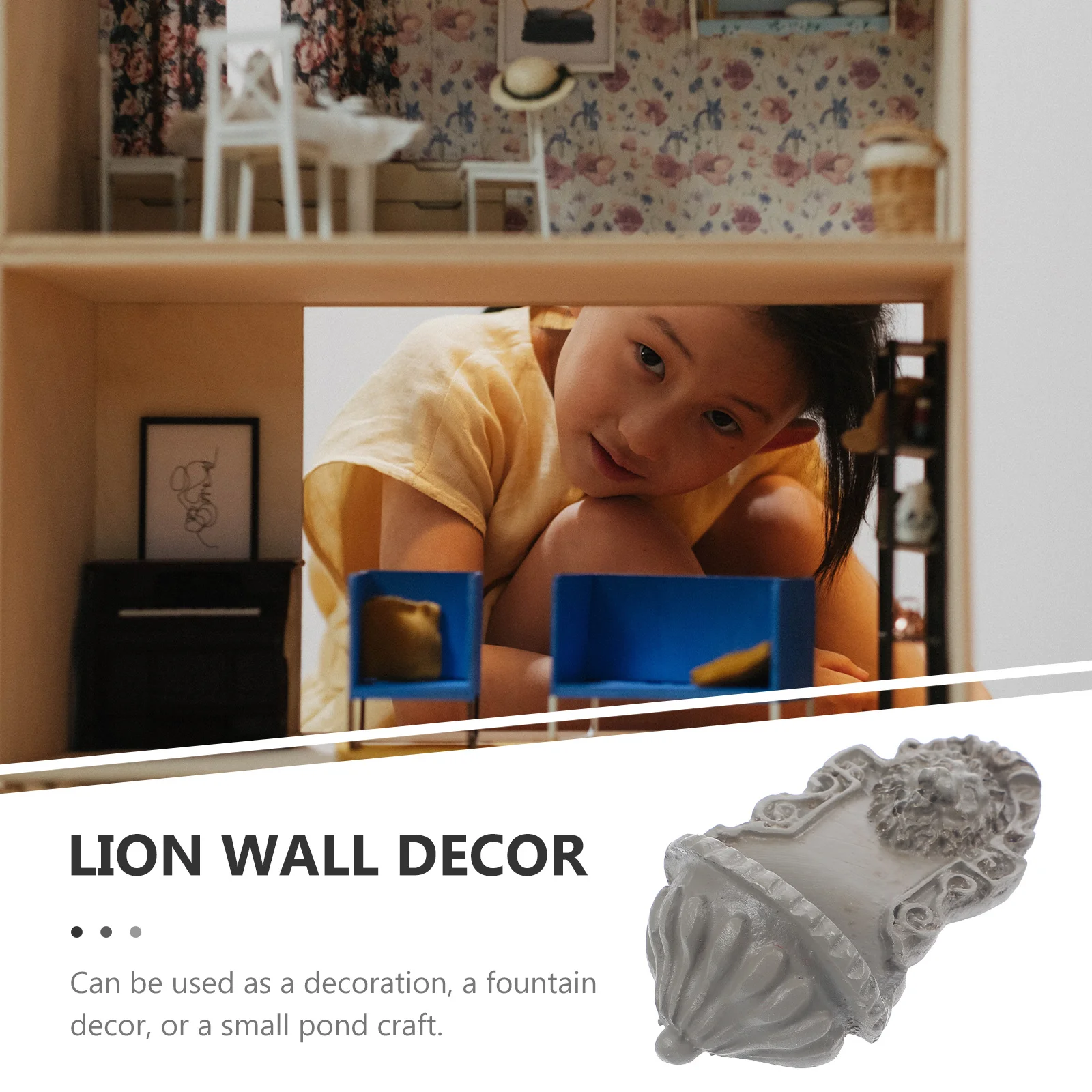 ديكور جداري على شكل رأس أسد مصنوع من الراتنج لتزيين بيوت الدمى والحدائق الخارجية ونوافير الحدائق وديكورات المناظر الطبيعية المصغرة