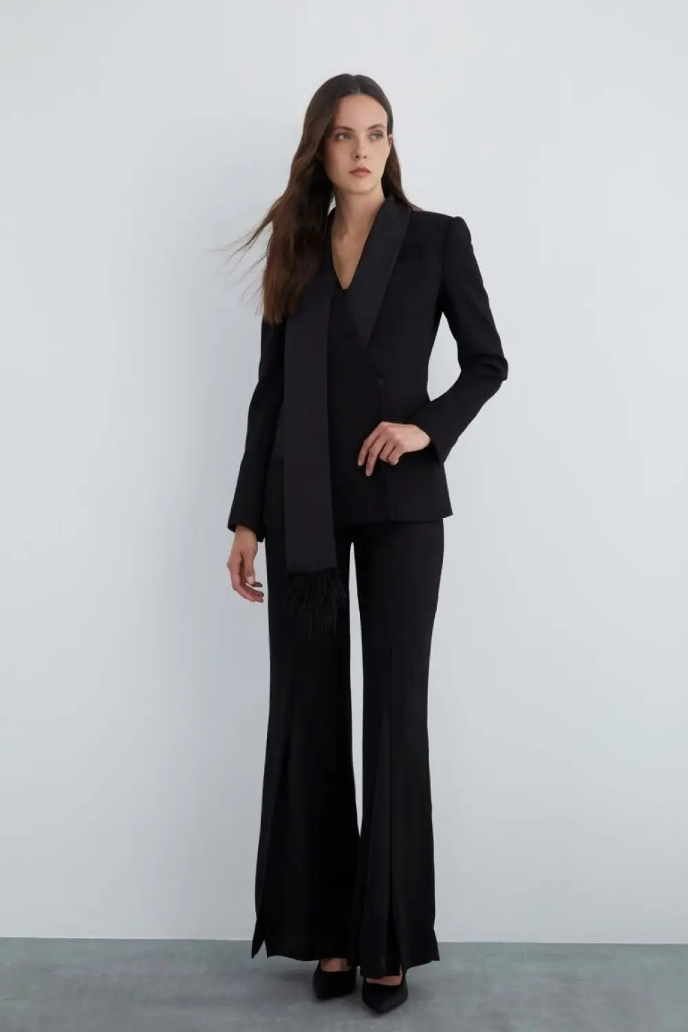 New Design Office Women Pants Suits 2 Pieces Plus Size Wrap Lapel Pocket Blazer Customized Formal Evening Party Outfit
