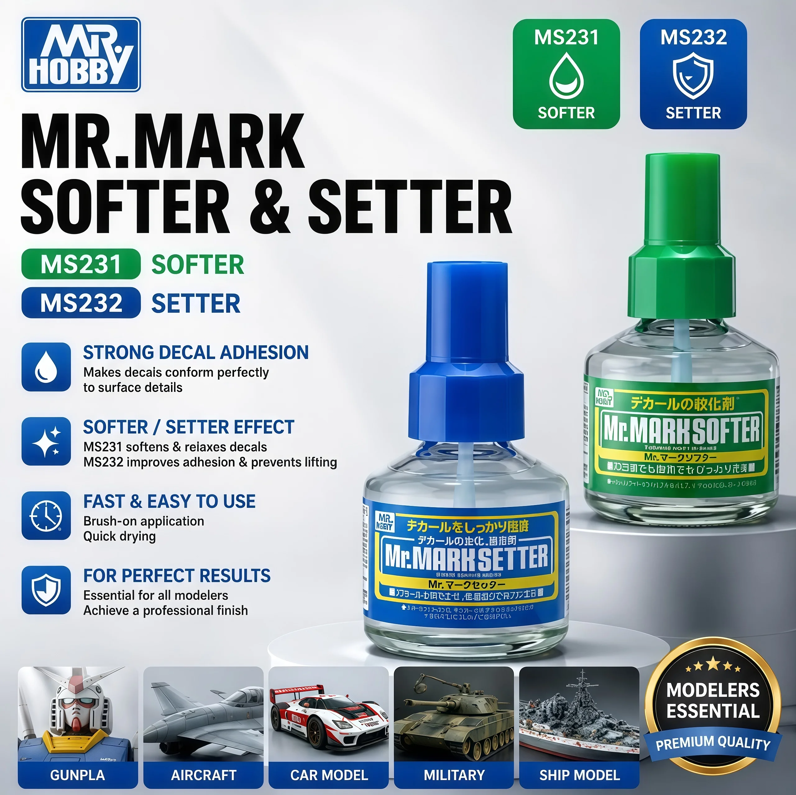 Wholesale Mr Hobby MS-232 Mark Setter MS-231 Mark Softer Glue 40ml for Model Building Craft Hobby Tools