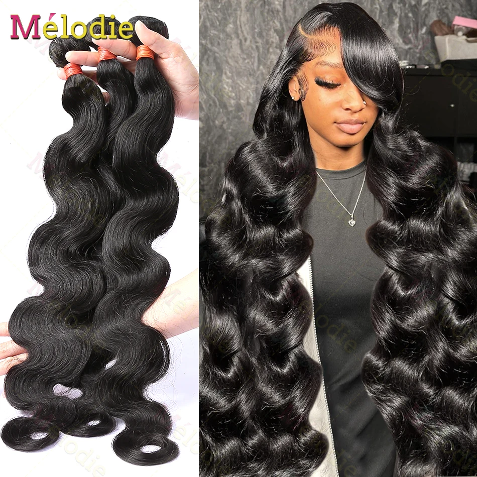 MELODIE Body Wave Human Hair Bundles Remy Unprocessed Raw Virgin 100% Human Hair Water Wave Extensions 3 4 5 Bundles Deal