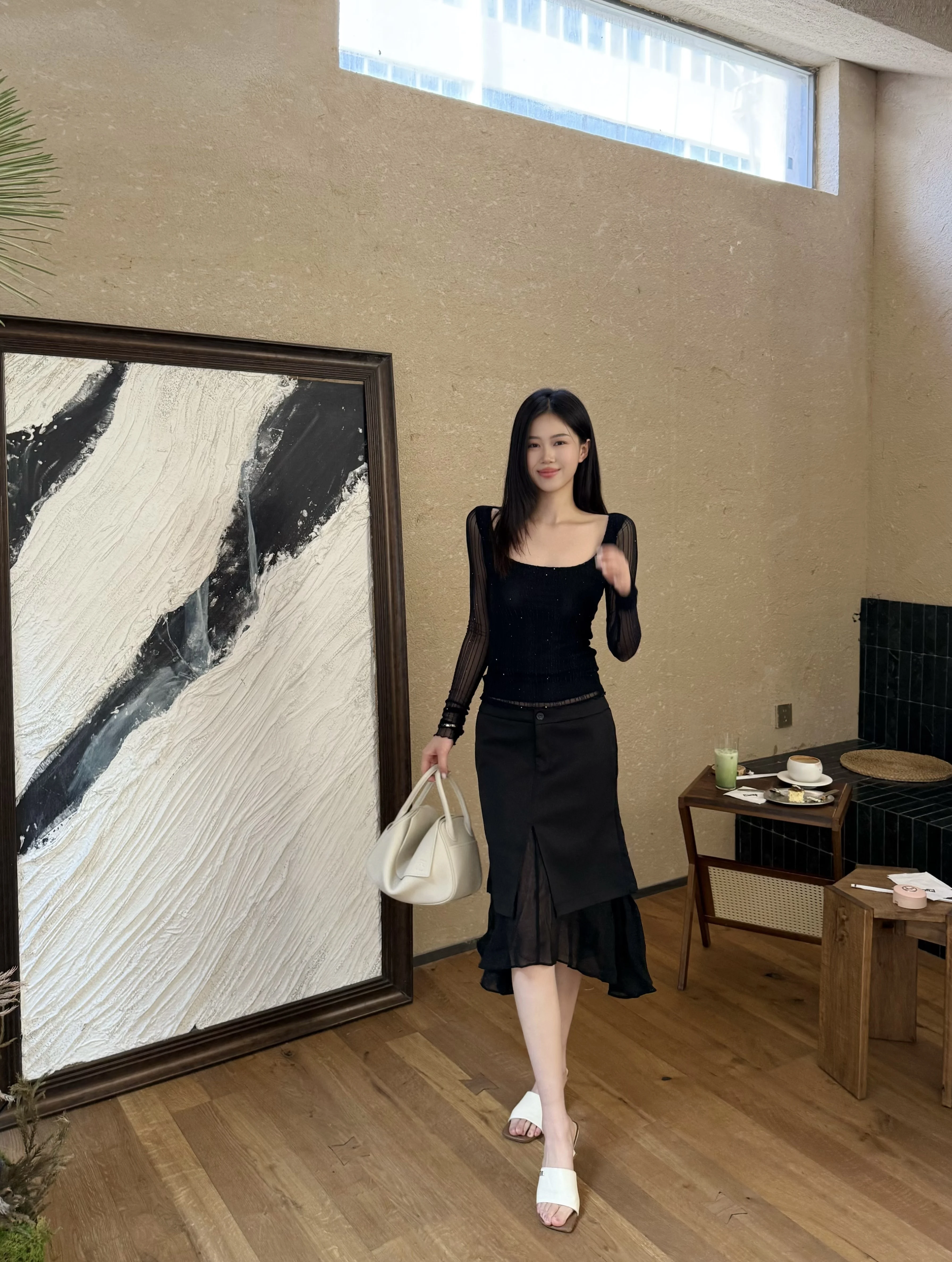 

Retro American Style Asymmetrical Silken Fish Tail Half Skirt Women's Spring Autumn New Fashion Versatile Mid-Length Skirt