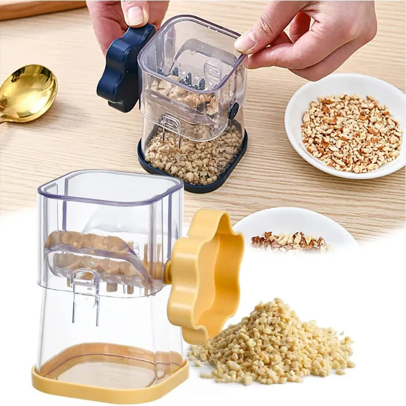 Manual Nut Grinder Portable Dried Fruit Crusher Hand Peanut Masher Walnut Chocolate Chopper With Cover Kitchen Tool Accessories