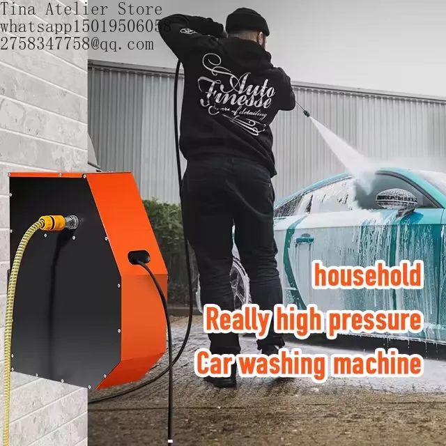 1100W 65bar Wall Mounted Multifunctional Car Washing Machine with Automatic Hose Reel for Household and Commercial Cleaning Use