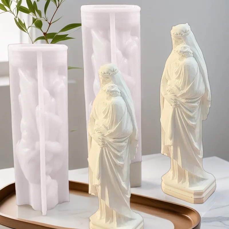 Molde de Silicone para Vela Retrato de Nossa Senhora, Ferramenta 3D para Estátua de Maria em Resina e Gesso, Kit de Sabonete Artesanal, Artefato de Decoração para Casa, Presente